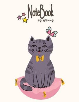 Paperback Notebook By FFunny: Grey cat on cream cover and Dot Graph Line Sketch pages, Extra large (8.5 x 11) inches, 110 pages, White paper, Sketch Book