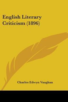 Paperback English Literary Criticism (1896) Book