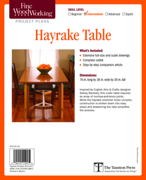 Paperback Fine Woodworking's Hayrake Table Plan Book