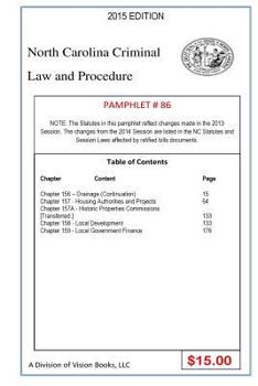 Paperback North Carolina Criminal Law and Procedure-Pamphlet 86 Book