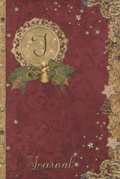 I Journal: Vintage Christmas Initial I Monogram Notebook: Journal Style Blank Lined Cream Paper Decorated Interior