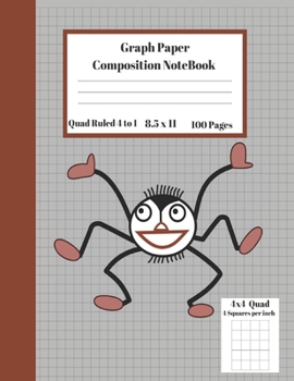 Paperback Graph Composition Notebook 4 Squares per inch 4x4 Quad Ruled 4 to 1 / 8.5 x 11 100 Sheets: Funny Spider Black Stripe Gift Notepad/Grid Squared Paper B Book