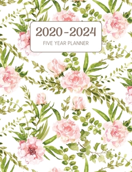 2020-2024 Five Year Planner: Monthly Agenda & Schedule with US Holidays - 60 Months or 5 Years - Blush And Green (Appointment Diary With Todo List & Notes)