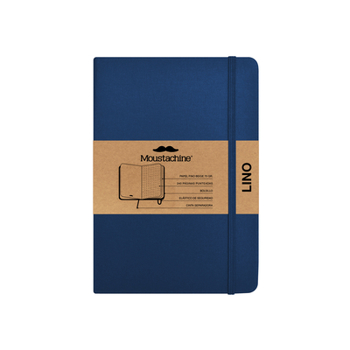 Paperback Moustachine Classic Linen Large Dark Blue Dotted Flex Book