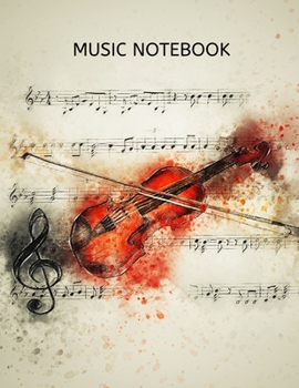 Music Notebook: Standard Blank Manuscript Sheet Music Paper - 12 Staves per page -  Red Violin Strings