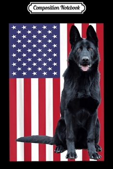 Composition Notebook: Black German Shepherd with US Flag  Journal/Notebook Blank Lined Ruled 6x9 100 Pages