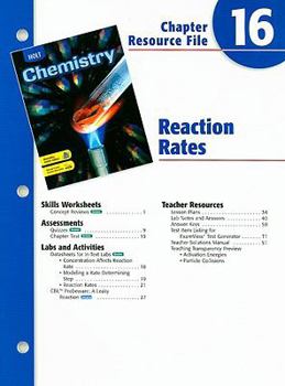 Paperback Holt Chemistry Chapter 16 Resource File: Reaction Rates Book