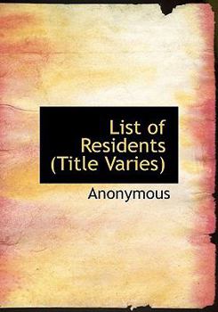 Paperback List of Residents (Title Varies) [Large Print] Book