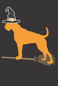 Paperback Notebook: Boxer Dog Halloween Witch Dot Grid Dotted 6x9 120 Pages Book