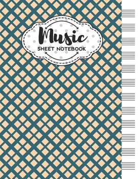 Music Sheet Notebook: Blank Staff Manuscript Paper with Retro Pattern Themed Cover Design