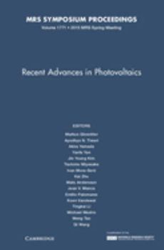 Hardcover Recent Advances in Photovoltaics: Volume 1771 Book