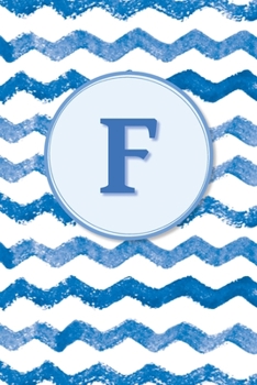 F: Initial Monogram Blank Journal College Rule Lined | 6x9 | Blue Watercolor Stripes (Blue Watercolor Striped Journals)