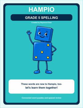 Paperback Hampio Grade 5 Spelling: Connected Word Puzzles and Spaced Review Book