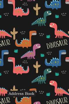 Paperback Address Book: Include Alphabetical Index with Childish Dinosaur Drawing Seamless Pattern Cover Book