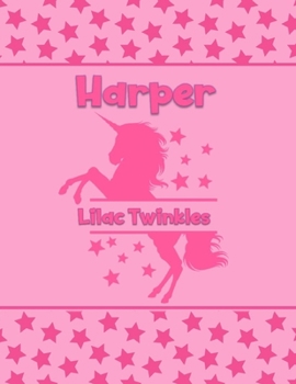 Paperback Harper Lilac Twinkles: Personalized Draw & Write Book with Her Unicorn Name - Word/Vocabulary List Included for Story Writing Book