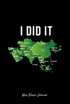 Map Travel Journal: Solo Traveler Map Asian Travel Addict Cool Christmas Gift - Black Ruled Lined Notebook - Diary, Writing, Notes, Gratitude, Goal Journal - 6x9 120 pages