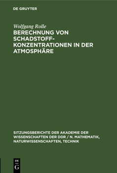 Hardcover Berechnung Von Schadstoffkonzentrationen in Der Atmosphäre [German] Book
