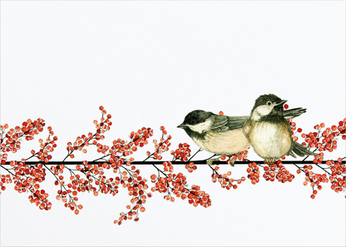 Gift Winterberry and Chickadees Deluxe Boxed Holiday Cards Book