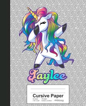 Paperback Cursive Paper: JAYLEE Unicorn Rainbow Notebook Book