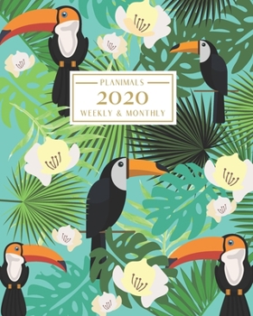 Paperback 2020: Weekly and Monthly Planner/Calendar Jan 2020 - Dec 2020 Aqua Toucan Design on Palms and Flowers Book