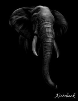 Paperback Notebook: Elephant On Black Cover, College Ruled Line Paper 110 Pages (8.5"x11") Gift For Elephant Lovers Book
