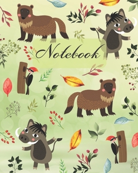 Notebook: Woodpecker Warthog Wolverine And Leaves - Animals Diary / Notes / Track / Log / Journal , Book Gifts For Women Men Kids Teens Girls Boys Friends 8x10" 110 Pages