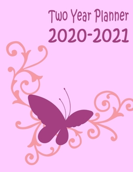 Two Year Planner 2020-2021: Purple Butterfly Monthly Planner 8.5 x 11
