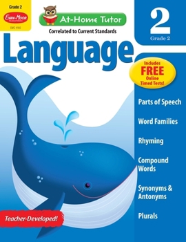 Paperback Language Skills, Grade 2 Workbook: At-Home Tutor, Nouns, Verbs, Adjectives, Parts of Speech, Word Families Book