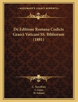 Paperback De Editione Romana Codicis Graeci Vaticani SS. Bibliorum (1881) [Latin] Book