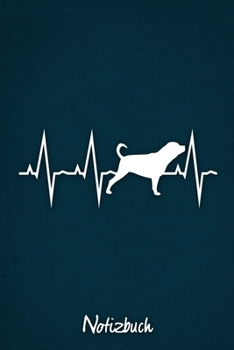 Notizbuch: Blaues Punktraster Rottweiler Herzschlag Hunde Notizheft ca DIN A5 weiß punktiert 110 Seiten (German Edition)