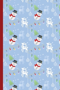 Blank Lined Notebook Journal For Christmas: Medium Ruled Book for Children, Teens and Adults - Christmas Pattern Santa Snowman and Snow Deer (College Ruled Line Paper)
