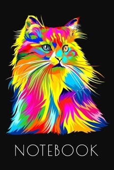 Notebook: Pop Art Style Cat Lover Gift Blank Journal 6x9 With 110 Ruled Pages