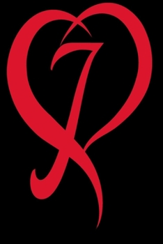 Monogram Initial LetterJ Adorable Heart Red and Black:: In My Heart letter initial Personalized Name Letter J , Cute funny gift for  Girlfriend ... for Home School College  for Writing Notes.