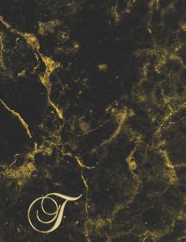 Paperback T: College Ruled Monogrammed Gold Black Marble Large Notebook Book