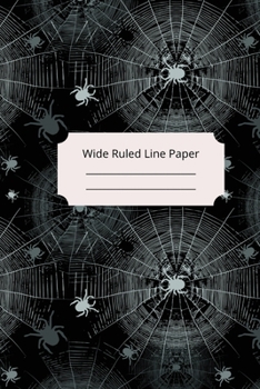 Scary Spider Theme Wide Ruled Line Paper