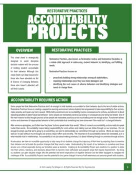 Pamphlet Restorative Practices: Accountability Projects Cheat Sheet Book