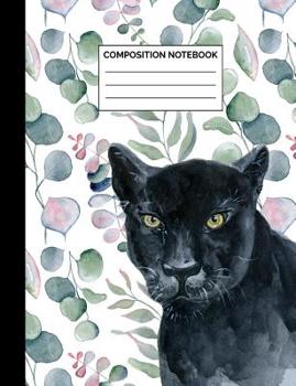 Paperback Composition Notebook: Black Panther Wide Ruled Lined Note Book - Pretty, Modern, Bohemian Chic Cat Journal with Lines for Kids, Teens, Stude Book
