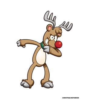 Paperback Christmas Notebook: Dabbing Reindeer Holiday Notepad With Lined Wide Ruled Paper For Taking Notes. Xmas Journal Diary 7.5 x 9.25 Inch Soft Book