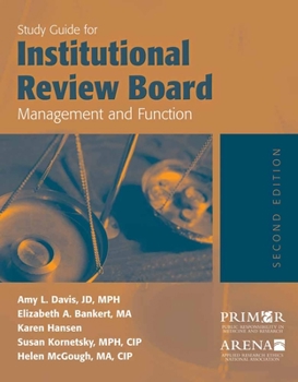 Paperback Study Guide for Institutional Review Board Management and Function Book