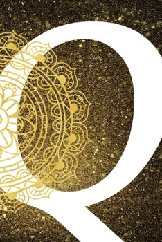 Q: Personalized Dot Grid Bullet BUJO Notebook Journal Modern Gold Mandala Minimalist Initial Monogram Letter Q- Many Usage Handy Travel Size For Boys Men Teens