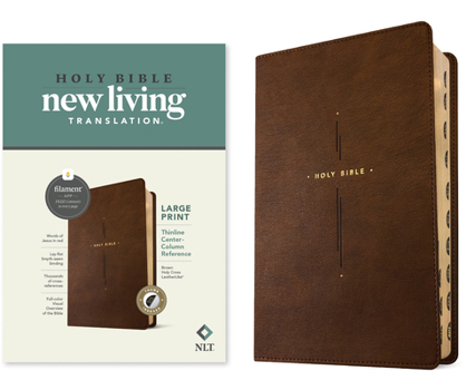 Imitation Leather NLT Large Print Thinline Center-Column Reference Bible, Filament Enabled (Leatherlike, Brown Holy Cross, Indexed, Red Letter) [Large Print] Book