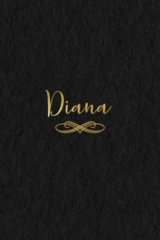 Paperback Diana: Personalized Journal to Write In - Black Gold Custom Name Line Notebook Book