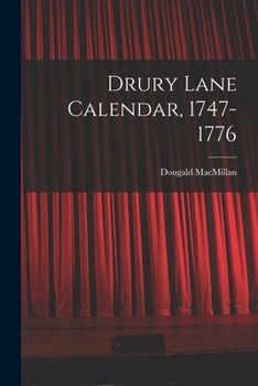 Paperback Drury Lane Calendar, 1747-1776 Book