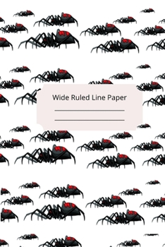 Scary Spider Theme Wide Ruled Line Paper