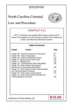 Paperback North Carolina Criminal Law And Procedure-Pamphlet # 11 Book