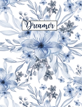 Dreamer: Wide Ruled Paper with BW birds and butterfly illustrations on the margins 8.5 x 11 150 Pages, Perfect for School, Office and Home