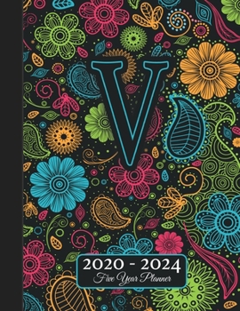 Five Year Planner: Monogram V Voodoo Style Binding I Your Initials Motivational Bullet Planner I 5 Years Appointments, Family Events, Log Book Business I Agenda & Schedule Journal I Christmas Gift