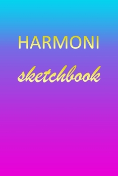 Harmoni: Sketchbook | Blank Imaginative Sketch Book Paper | Pink Blue Gold Custom Letter H Personalized Cover | Teach & Practice Drawing for ... Doodle Pad | Create, Imagine & Learn to Draw