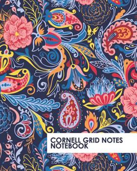 Paperback Cornell Grid Notes Notebook: Pretty Blue Paisley Grid Notebook Supports a Proven Way to Improve Study and Information Retention. Book