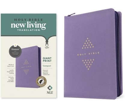 Imitation Leather NLT Compact Giant Print Zipper Bible, Filament Enabled (Leatherlike, Diamond Lavender, Indexed, Red Letter) Book